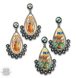 Scenic Southwest Western Cactus Acrylic Rhinestone Teardrop Earrings