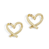 Signature Heart Ribbon Stud Earrings - Gold