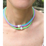 Janis The Pearl Silicone Freshwater Pearl Necklaces Waterproof Sherbet Tie Dye