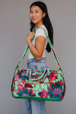 Mint & Multicolored Floral Duffel Bag