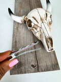 Western Hair On Cowhide Hair Clip Barrette: BLACK + WHITE