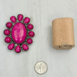 Western Silver Tone Stones With Large Center Hot Pink Stone Wild Rag Scarf Slide