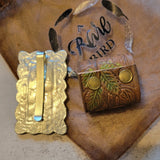 Western Southwestern Hat Hugger Wild Rag Scarf Slide Rectangle 6 Stone Concho