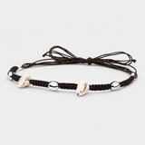 Cowrie Shell & Silver-Tone Beaded Western Hat Band, Tie-On
