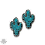 Turquoise and Silver Cactus Earring 3 Piece Set