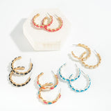 Stone Hoop Earrings Multicolor
