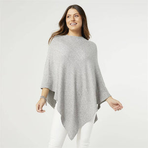 Selene Supersoft Baby Ribbed Poncho Heather Grey