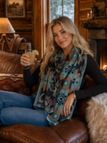 Aztec Print Square Silky Wild Rag | Teal/Mocha