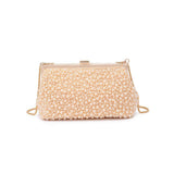 Samira Beaded Evening Bag | Champagne with Gold Hardware & Chain Strap