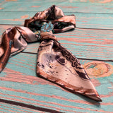 Longhorn & Leopard Wild Rag Scarf | Khaki & Turquoise | 36x36
