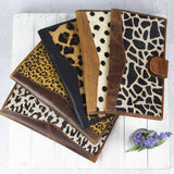 Genuine Leather and Cowhide Travel Wallet Brown Leather Leopard Print Hide