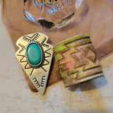 Western Southwestern Hat Hugger Wild Rag Scarf Slide Arrow Stone Etched Concho