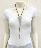 Western Bolo Necklace with Turquoise Concho Pendant