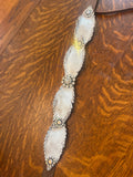 Feathered Leather and Crystal Hatband Ivory