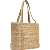 Magid Metallic Leopard Print Natural Straw Jute Tote