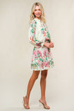 Floral Printed Woven Ruffled Mini Dress White