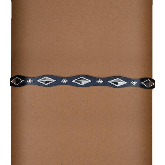 Western Adjustable Leather Hatband Silver Diamond Shaped Conchos