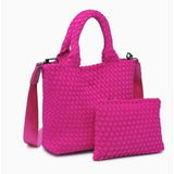 Sky's The Limit Woven Small Neoprene Crossbody Tote | Fuchsia
