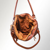 Hand-Dyed Full Grain Leather Tote Bag - Western Shoulder Bag with Braiding