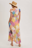 Pastel Quilt Printed Button Down Maxi Dress