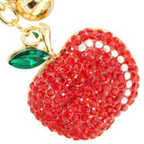 Bling Metal Pave Rhinestone Red Apple Keyring