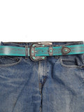 Western Buckle Loop Tip Set with embossed belt Turquoise Silver