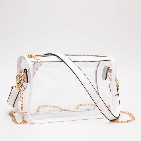 Game Day Stadium Clear Rectangle Crossbody Bags White