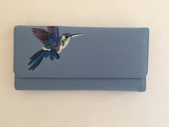 Embroidered Hummingbird Fold Wallet