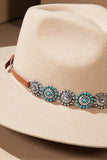 Navajo-Style Concho Hat Band — Turquoise Stone & Metal