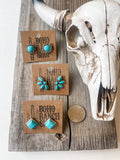 Western Turquoise Square Stud Earrings