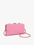 Sue Snap Clasp Wallet Pouch Crossbody Hot Pink Fuchsia