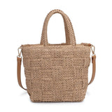 Chiara Woven Crossbody Bag | Tan with Vegan Leather Strap & Gold Hardware