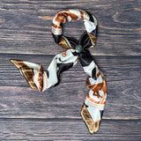 Cow Print Cowboy Silky Wild Rag | Black/Ivory/Rust