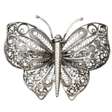 Silver Filigree Butterfly Magnetic Brooch