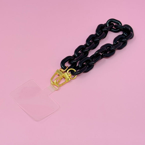 Acrylic Link Phone Wrist Lanyard Strap Black