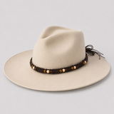 Brown Beaded Macramé Western Hat Band, Tie-On