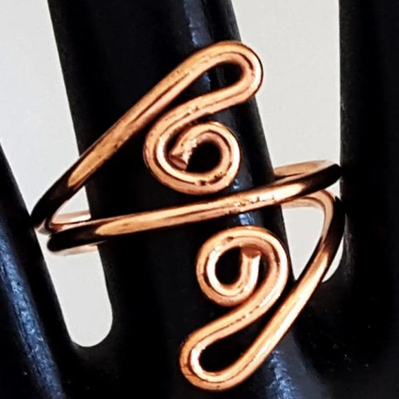 Copper Double Swirl Wrap Ring Size 9.5