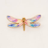 Iridescent Dragonfly Pin – Gold Tone