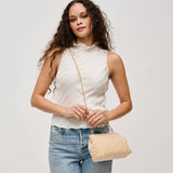 Samira Beaded Evening Bag | Champagne with Gold Hardware & Chain Strap