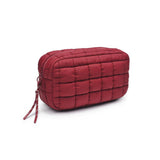 Cloud Nine Quilted Puffer Nylon Cosmetic Pouch in Burgundy