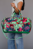 Mint & Multicolored Floral Duffel Bag