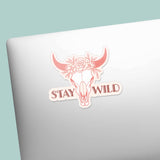 Stay Wild Cow Skull Pink Cowgirl Vinyl Sticker