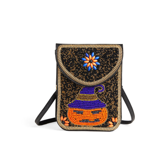 Artisan Beaded Clutch Crossbody Halloween Pumpkin