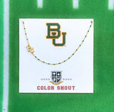 Baylor Bears BU Logo Enamel Bead Necklace – 18K Gold Plated | Green