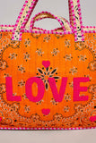 LOVE Bandana Quilted Tote Bag | Orange Multi