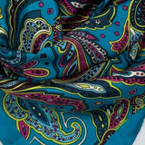 Bold Teal Paisley Western Southwestern Wild Rag Scarf Accent