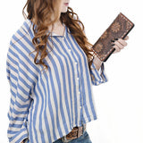 Hand-Tooled Genuine Leather Western Floral Clutch Purse