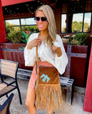 Thunderbird Tooled Leather & Cowhide Crossbody | Tan 4-in-1 Clutch