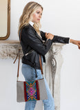 Felicity Aztec Embroidered Crossbody Bag | Black