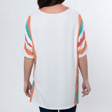 Daya Stripe Dolman Half Sleeve Scoop Neck Hi-Lo Top